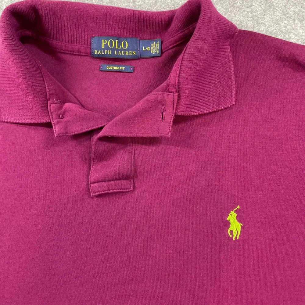 Polo Ralph Lauren Mens Polo Shirt L Plum Short Sleeve Custom Fit